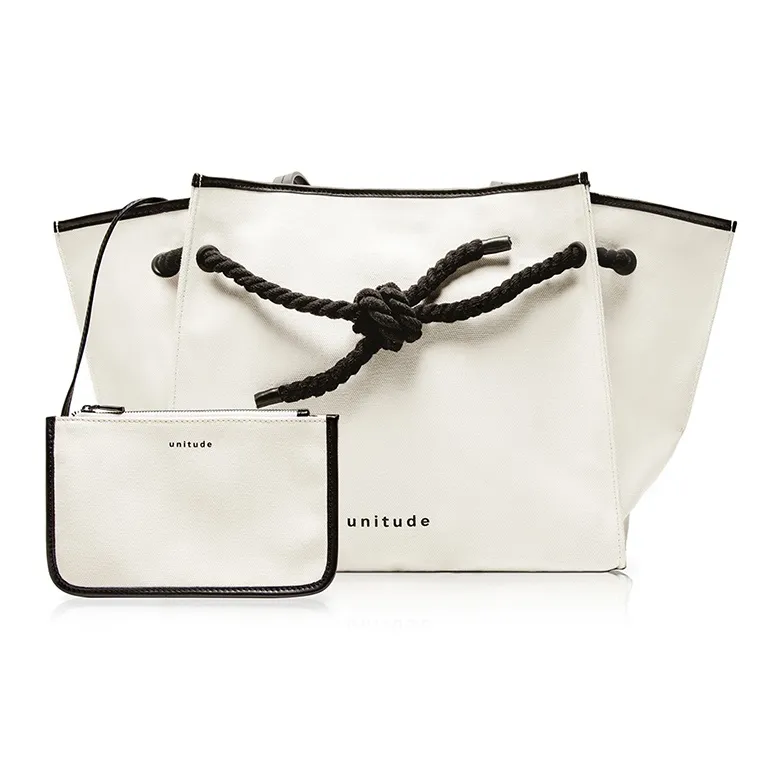 Unitude Canvas With Leather Tote Bag, Shopping Bag, Canvas Bag, Shoulder Bag Tubas Women's-1