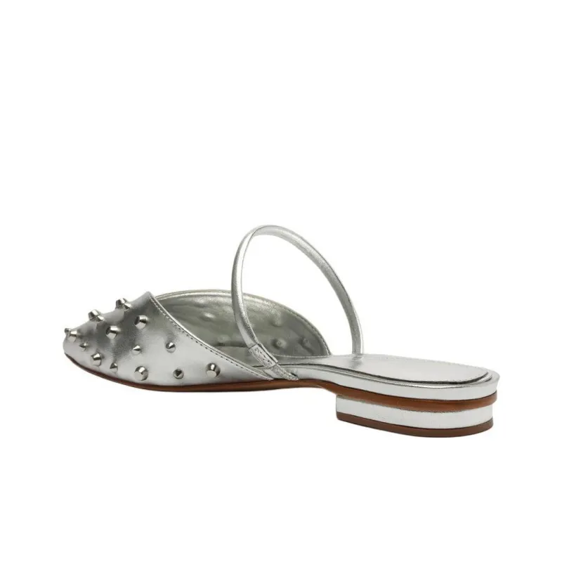 Schutz Wrap-toe Slippers Women's Silver-3