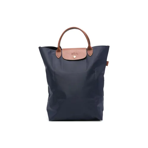 LONGCHAMP Canvas Tote Bag Shopping Bag Handbag Medium Size Women's Navy & Khaki