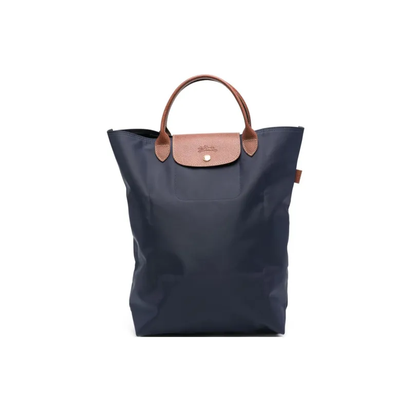 LONGCHAMP Canvas Tote Bag Shopping Bag Handbag Medium Size Women's Navy & Khaki-0