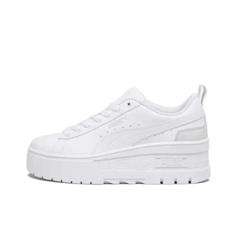 PUMA Mayze Anti Slip And Wear Resistant Height Increasing Low Top Skateboard Shoes Women's White-0