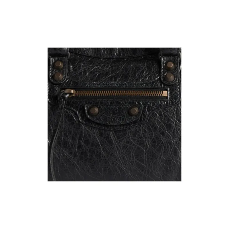Balenciaga Le City Small Bag In Black Arena Storico Lambskin Brass Hardware Black-5