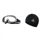 Black White Large Frame Swim Goggles+Swimming Cap
