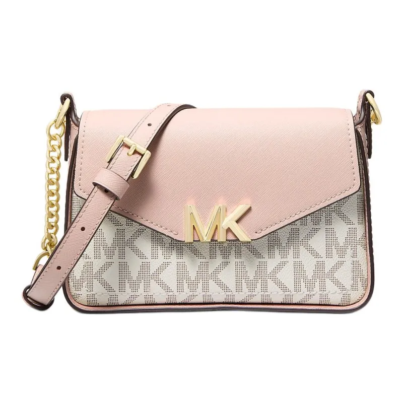 MICHAEL KORS Sylvia Canvas Shoulder Bag Crossbody Bag Small Size Women's Vanilla With Light Pink Accents-0