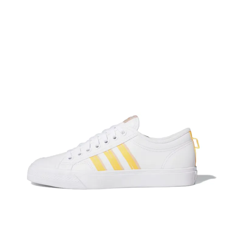 Adidas Originals NIZZA Anti Slip Wear Resistant Low Top Skateboard Shoes Men's White Yellow-0