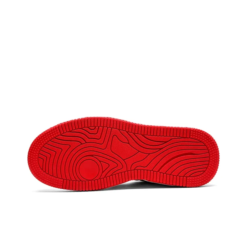 ABCIU Anti-Slip And Wear-Resistant Lightweight Low-Top Skateboard Shoes Unisex Black Red-12