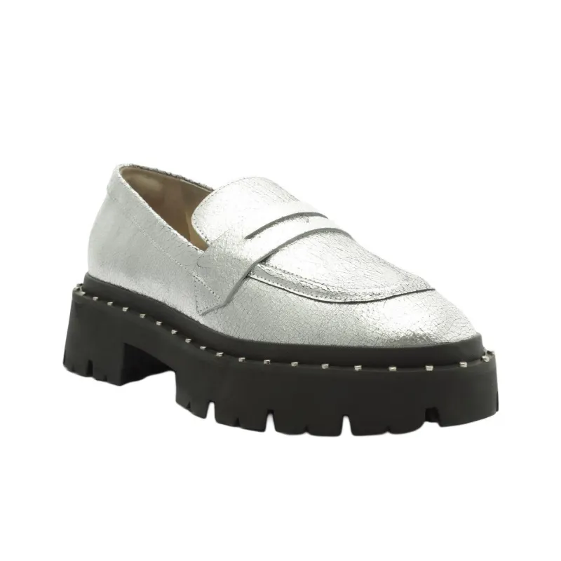 Schutz Christie Loafers 5cm Women's Silver-2