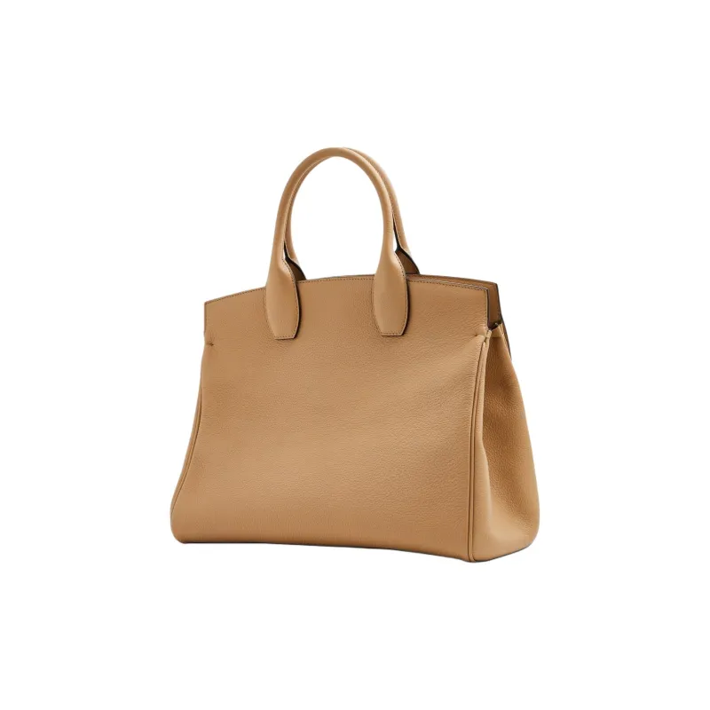 FERRAGAMO Studio Calfskin Tote Bag Shopping Bag Handbag Medium Size Women's Beige-1