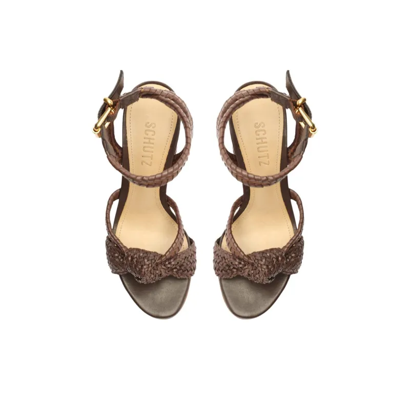 Schutz Kareena Strap Sandals 11.2cm Women's Brown-4