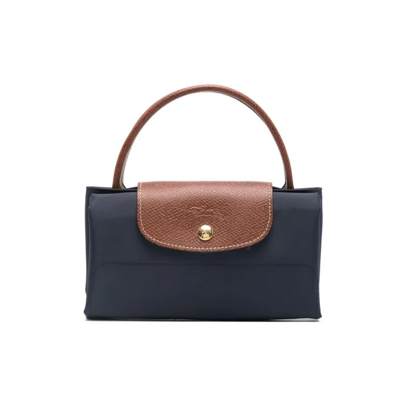 LONGCHAMP Canvas Tote Bag Shopping Bag Handbag Medium Size Women's Navy & Khaki-1