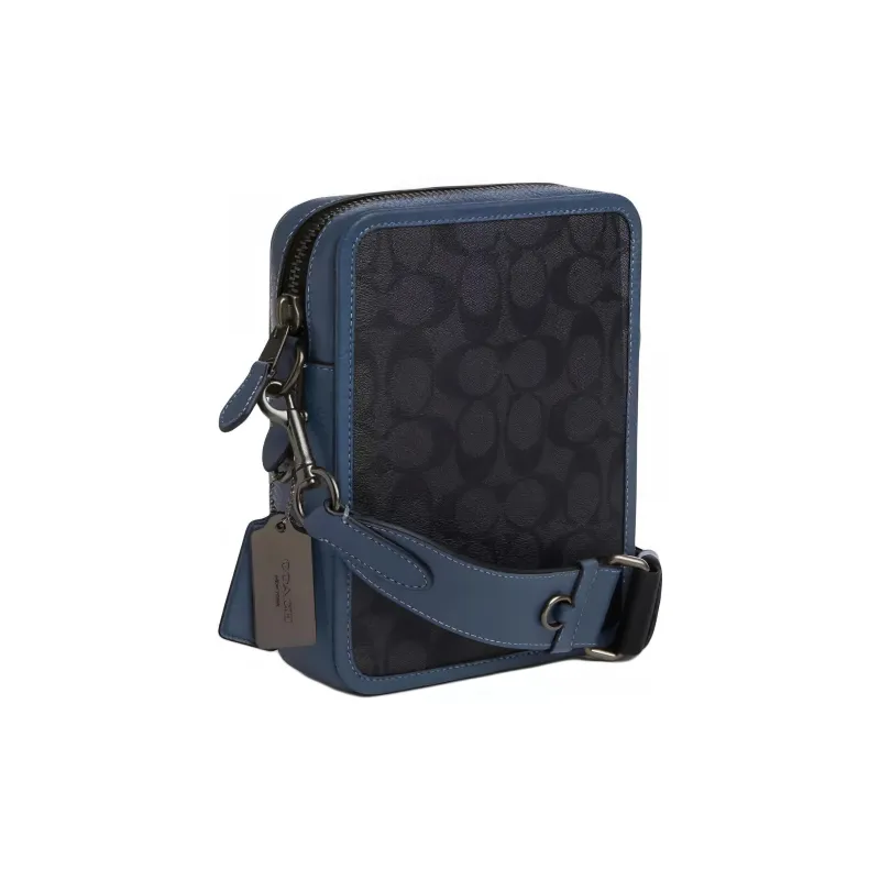 COACH Sullivan Canvas Shoulder Bag, Crossbody Bag Small Size Men's Bronze & Charcoal Gray & Denim-1
