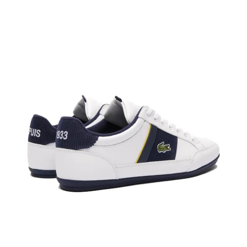 LACOSTE Chaymon Anti-Slip Wear-Resistant Low-Top Skateboard Shoes Men's White Blue-2