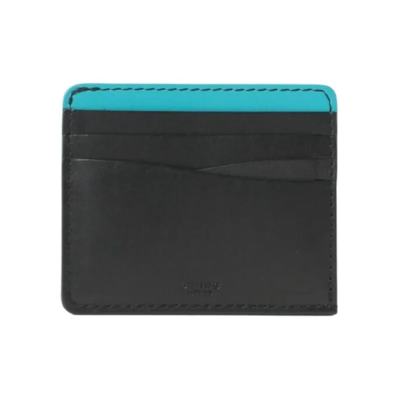 Beams Cow Leather Card Holder Unisex Black/Natural-0