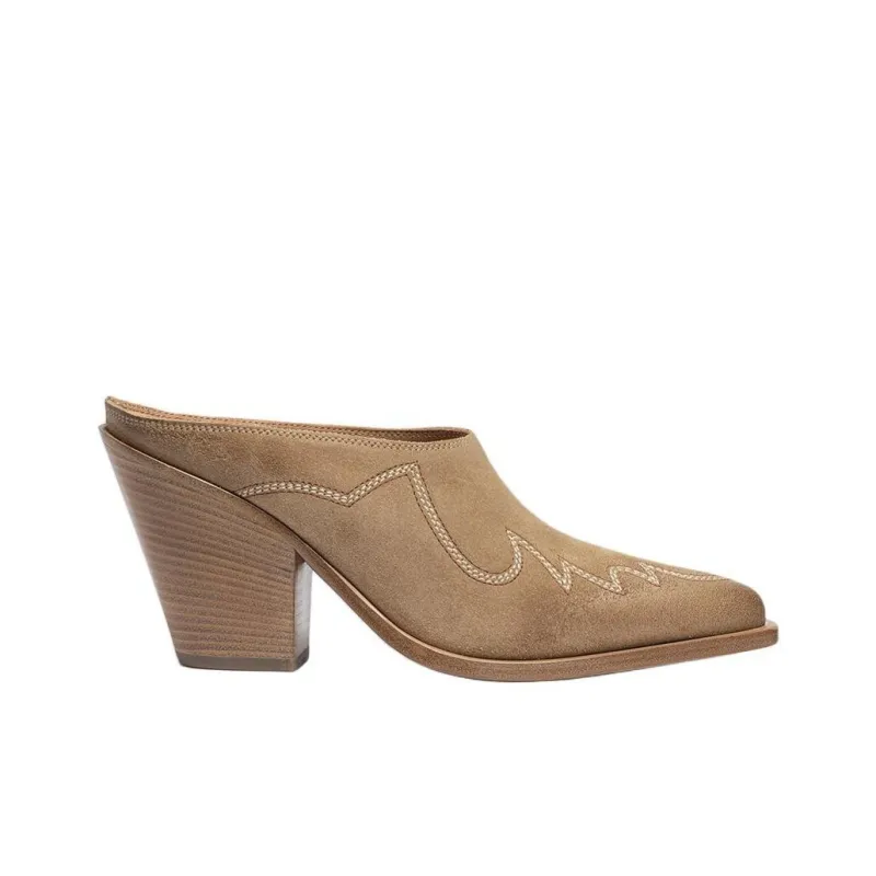 SARTORE Closed Toe Slippers 8cm Women's Umber-1