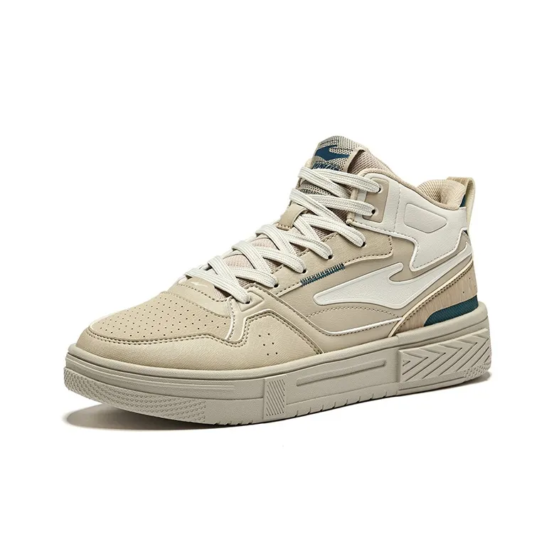 Erke Conquer 3 Anti-Slip Wear-Resistant Mid-Top Skateboard Shoes Men's Light Linen Sage Gray-2