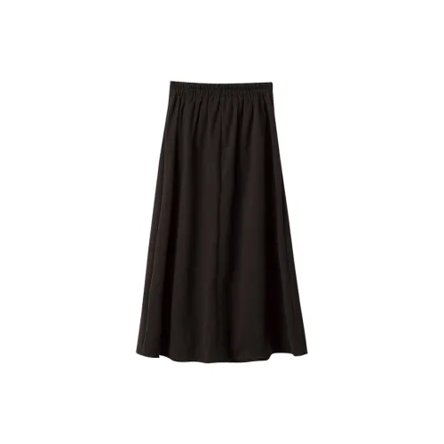 EOEI Casual Long Skirts Women's Dark Brown
