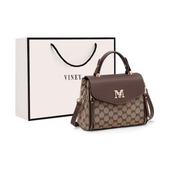 VINEY Fabric With Synthetic Leather Crossbody Bag Shoulder Bag Handbag Mom Bag Medium Size Women's Coffee/Earth Yellow