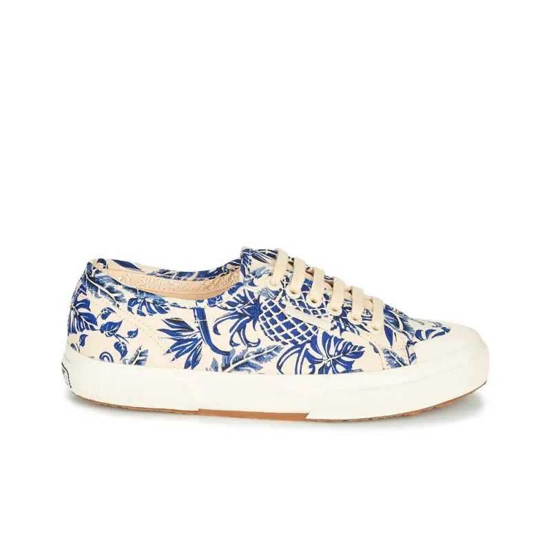 SUPERGA Slip Resistant Low Top Skateboard Shoes Women's Beige Blue-9