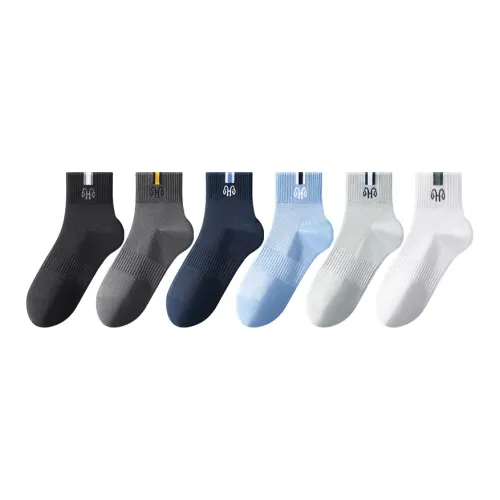 H YXIANG Mid Calf Socks Men's 6 Pack
