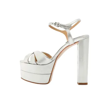 Schutz Keefa Strap Sandals 14.3cm Women's Silver