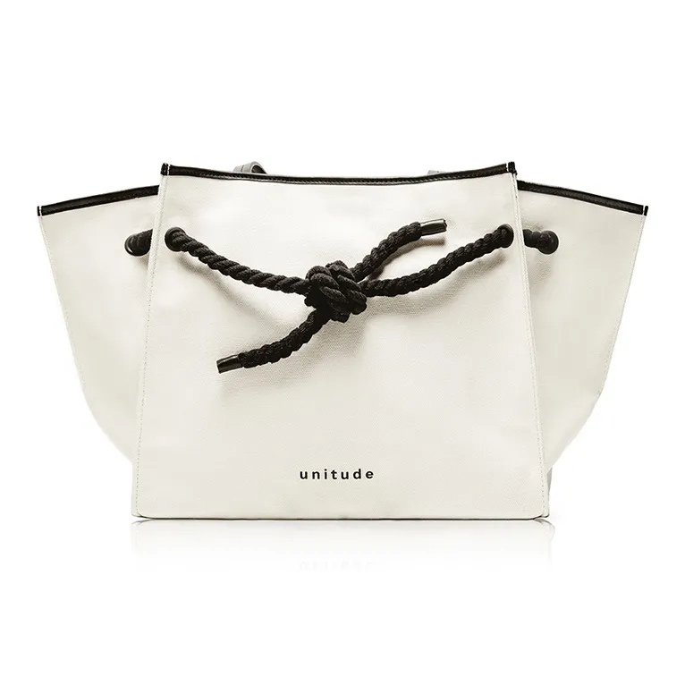 Unitude Canvas With Leather Tote Bag, Shopping Bag, Canvas Bag, Shoulder Bag Tubas Women's-2