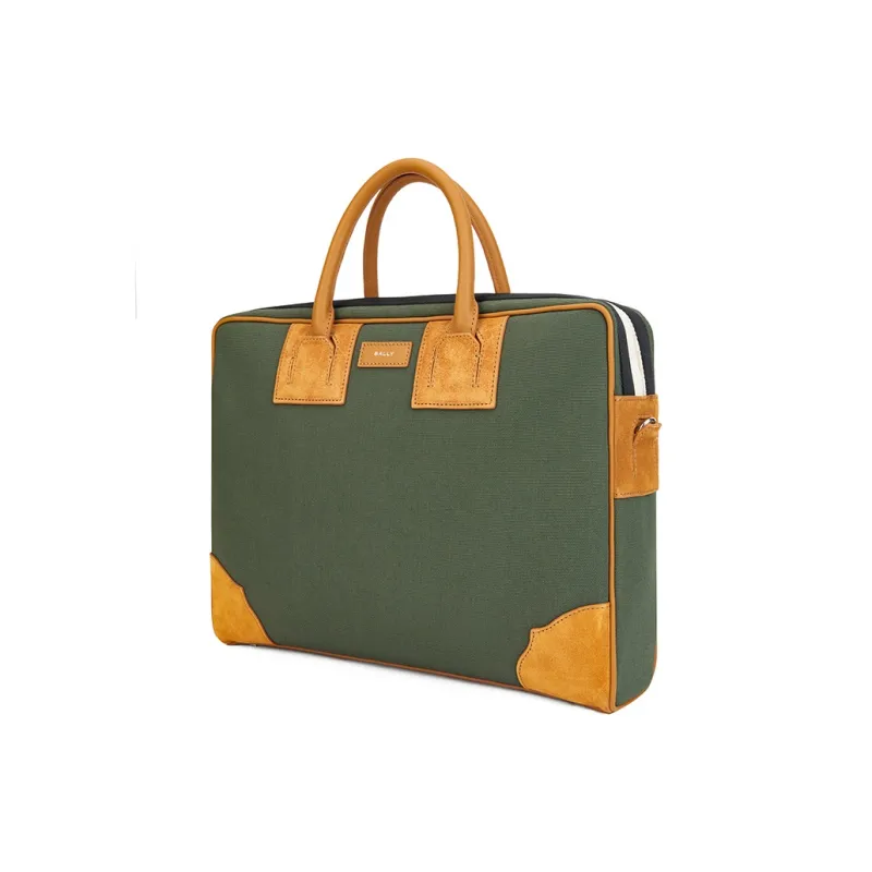 BALLY Polyester Shoulder Bag Crossbody Bag Handbag Women's Green & Brown-1