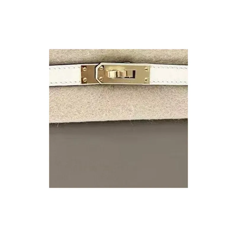 HERMES Mini Kelly Generation 1 Swift Leather Kelly Bag Handbag Mini Women's Asphalt Gray & Cream White-1