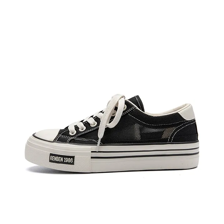Humanism 1986 Breathable, Lightweight, Height Increasing, Balance Low Top Canvas Shoes Women's-0