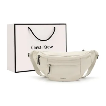 Simvay Clos Fabric Shoulder Bag Crossbody Bag Sling Bags Small Size Unisex Black/Ecru
