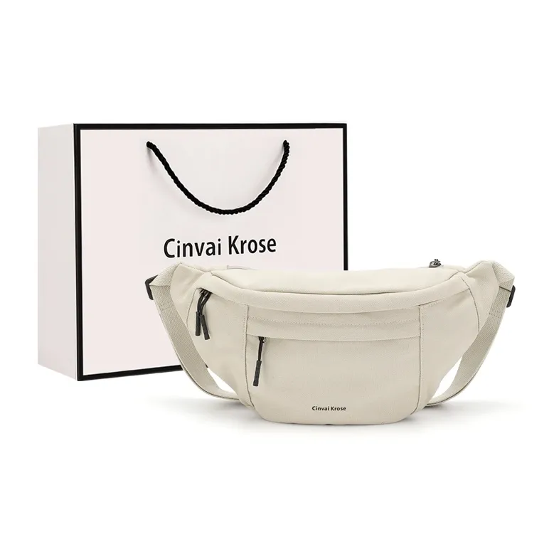 Simvay Clos Fabric Shoulder Bag Crossbody Bag Sling Bags Small Size Unisex Black/Ecru-7