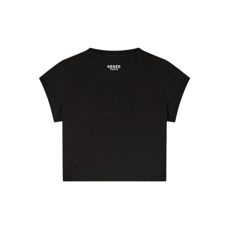 KENZO Boke Flower Embroidered Cropped T Shirt-1