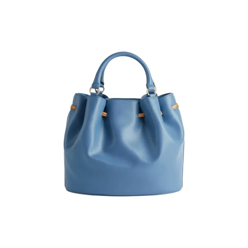 Alviero Martini Cowhide With Sheepskin Bucket Bag Handbag Shoulder Bag Crossbody Bag Women's Denim Blue-1