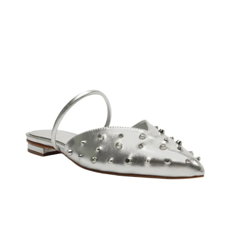 Schutz Wrap-toe Slippers Women's Silver-2