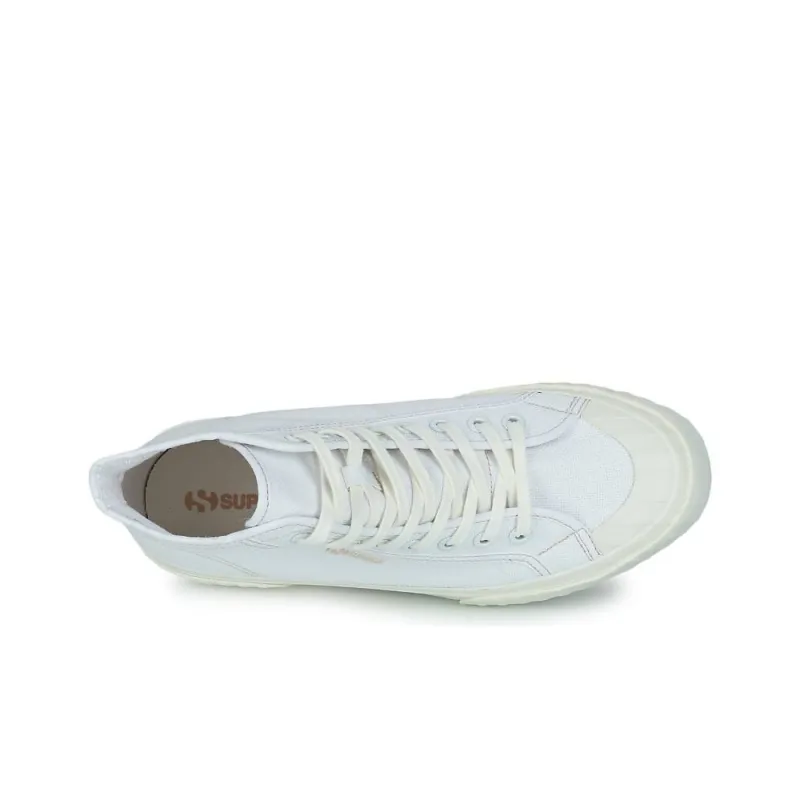 SUPERGA 2696 Stripe Abrasion Resistant High Top Skateboard Shoes Unisex White-6