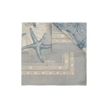 VERSACE Cotton Silk Scarves Women's Gray