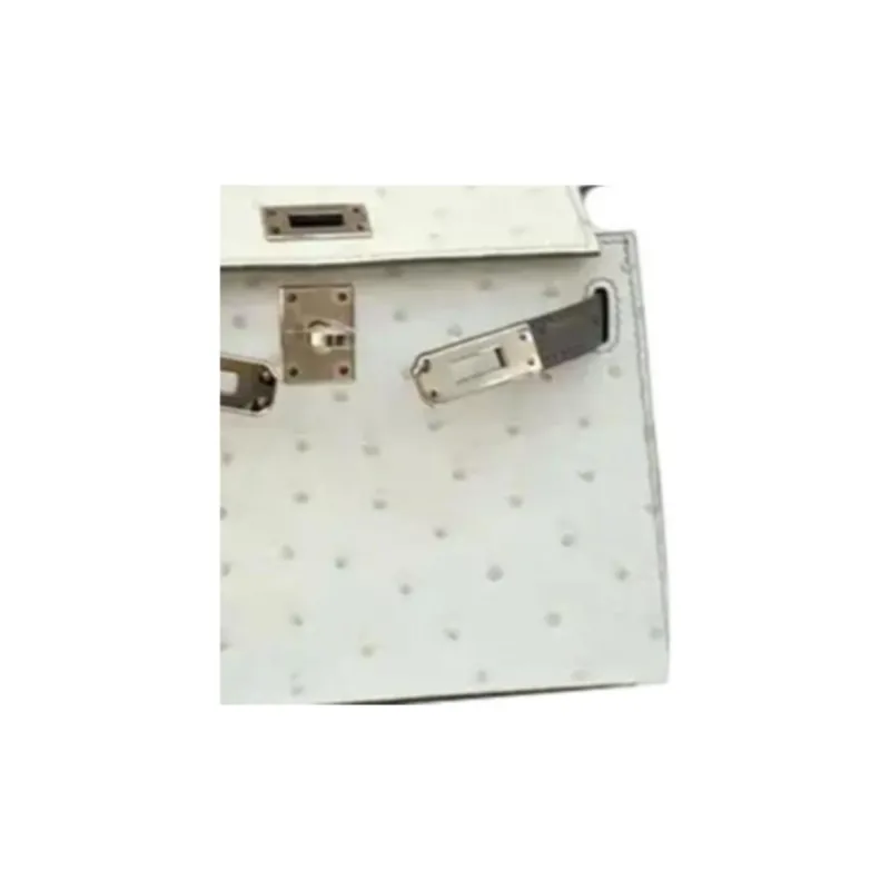 HERMES Mini Kelly Generation 1 Ostrich Leather Kelly Bag Handbag Mini Women's Concrete Gray & Dove Gray-1