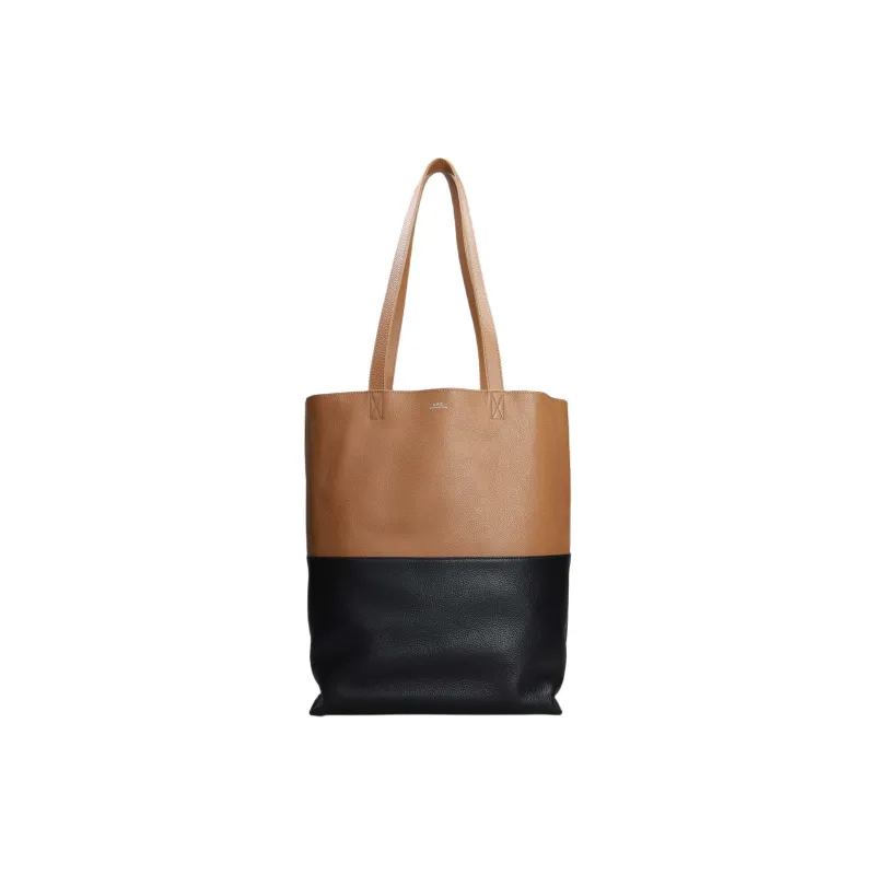 A.P.C Leather Tote Bag Shopping Bag Handbag Women's Brown & Black-0