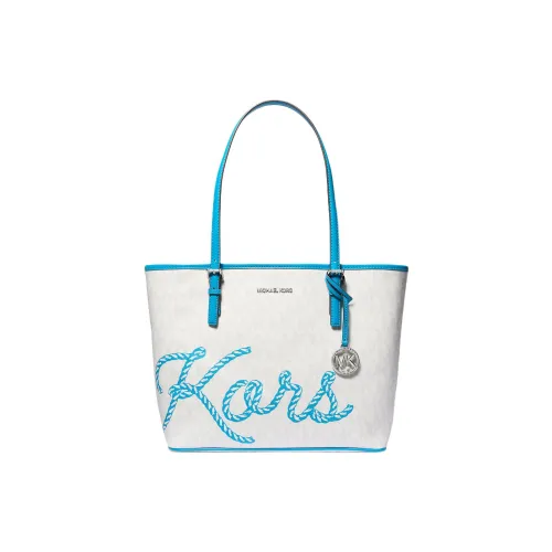 MICHAEL KORS Jet Set Canvas Tote Bag Shopping Bag Shoulder Bag Handbag Medium Size Women's Blue & White