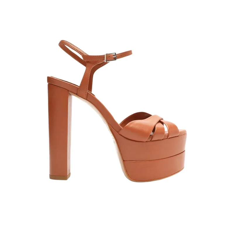 Schutz Keefa Strap Sandals 14.3cm Women's Brown-1