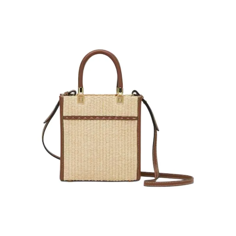 FENDI Raffia Shoulder Bag, Crossbody Bag, Handbag Mini Women's Natural Color-2