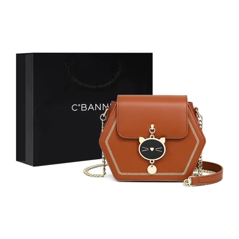 C°BANNER Cow Leather With Synthetic Leather Shoulder Bag Regular Women's Ecru/Black/Caramel-9
