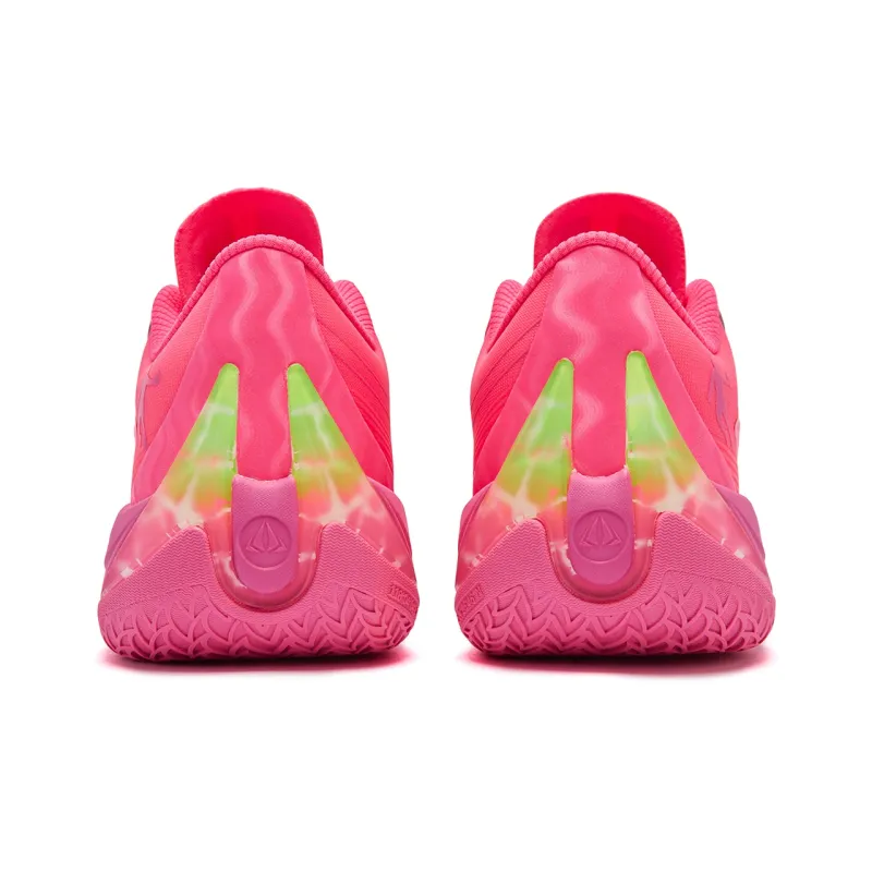 QIAODAN Poisonous Fangs 3.0 Basketball Shoes Men Low Top Neon Pink Shiny Green-4