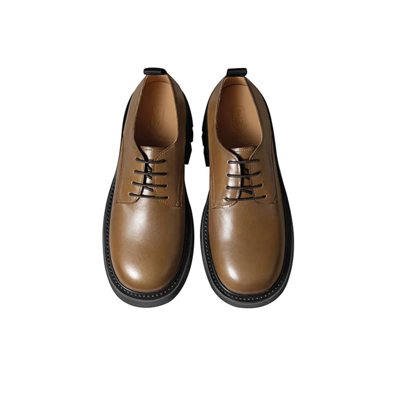 THOM WILLS Commute Versatile Calfskin Derby Shoes Women's Casual Shoes Women's Gold Brown-2