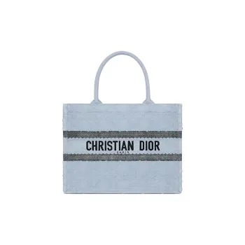 DIOR BookTote Raffia Grass Tote Bag, Shopping Bag, Handbag Medium Size Women's Sky Blue