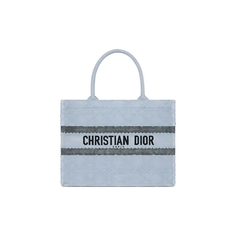 DIOR BookTote Raffia Grass Tote Bag, Shopping Bag, Handbag Medium Size Women's Sky Blue-0