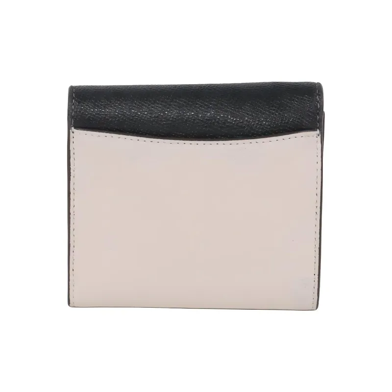 COACH Trifold Wallet Leather Card Holder Wallet Women's Black & White-4
