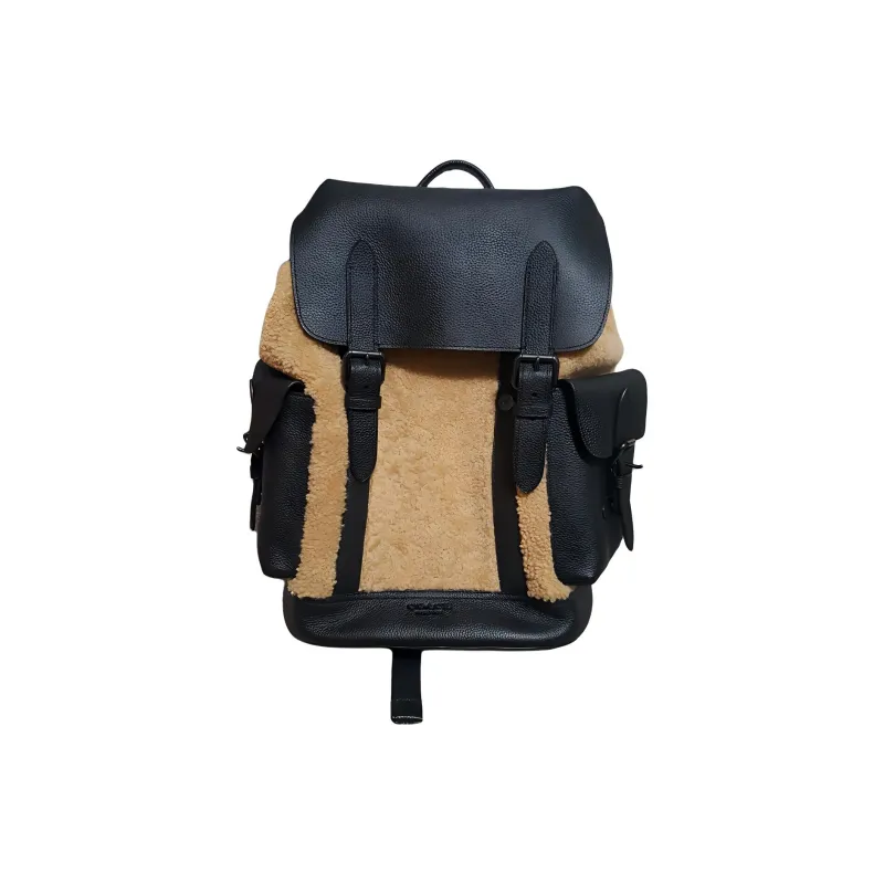 COACH Hudson Wool Backpack Regular Men's Brown Yellow-1