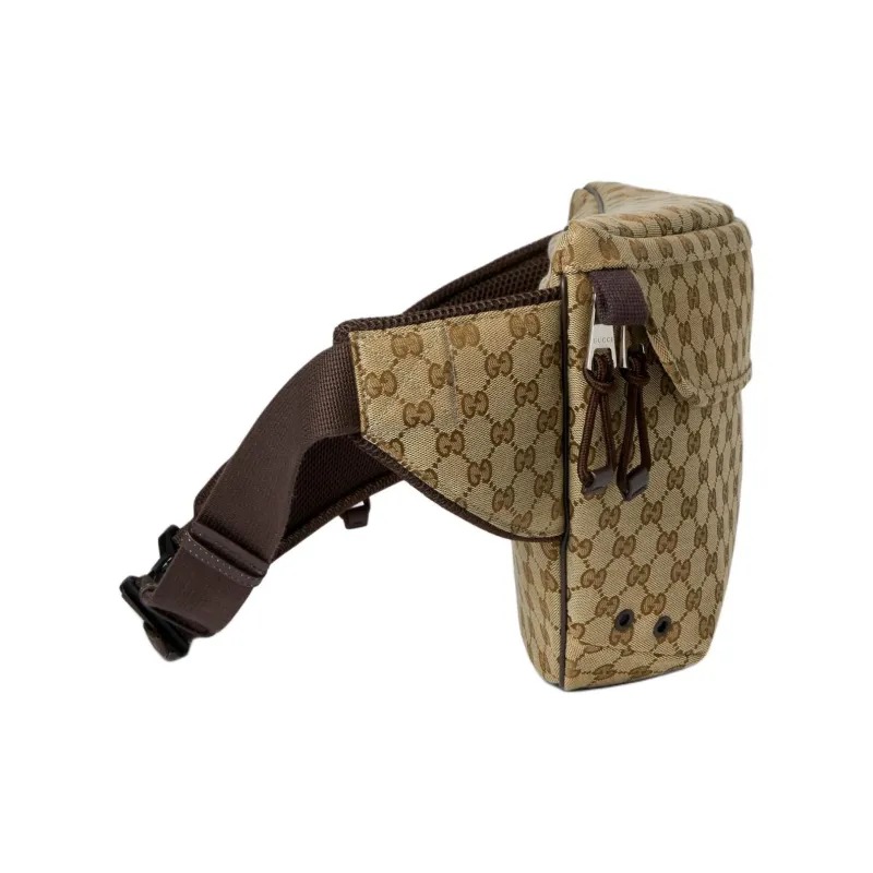 GUCCI Original GG Canvas Bag, Crossbody Fanny Pack Large Size Men's Brown-2