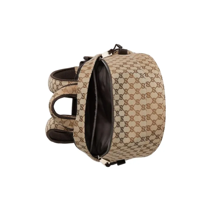 GUCCI Canvas Backpack Medium Size Men's Beige & Ebony-6