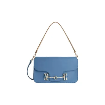 Alviero Martini Cow Leather With PU PES And CO Patchwork Crossbody Bag Women's Denim Color